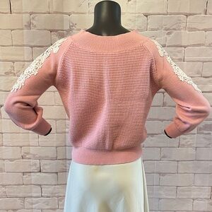Pink Lace-Detail Women's Sweater